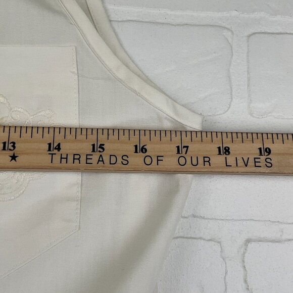 Bob Evans Romper Women 8 White Embroidered Jumpsuit Wide Leg Midi Uniform VTG - Picture 6 of 10